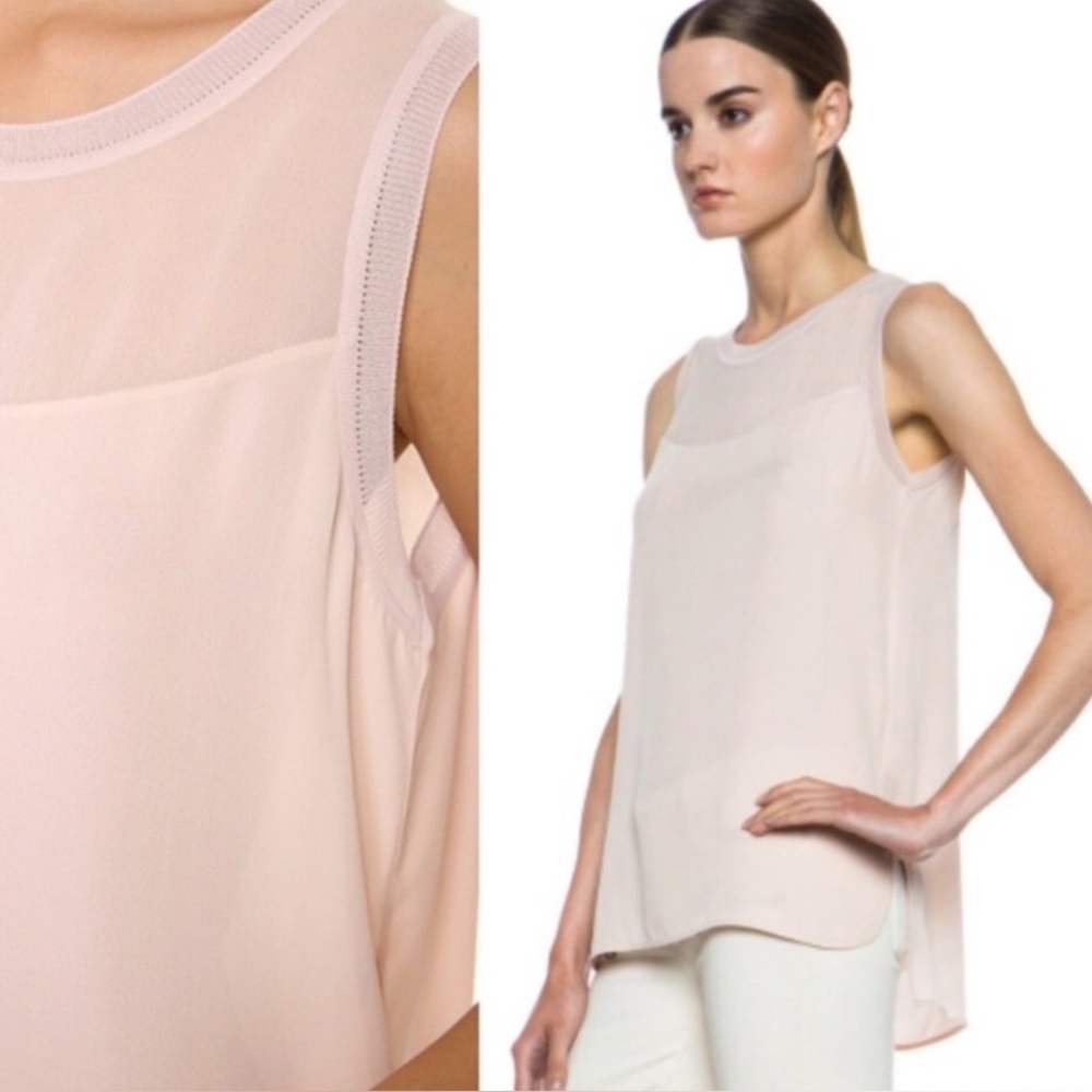 Vince Pastel Pink Sheer Sleeveless Silk Blouse Women's Size XS